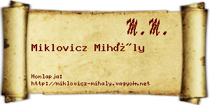Miklovicz Mihály névjegykártya